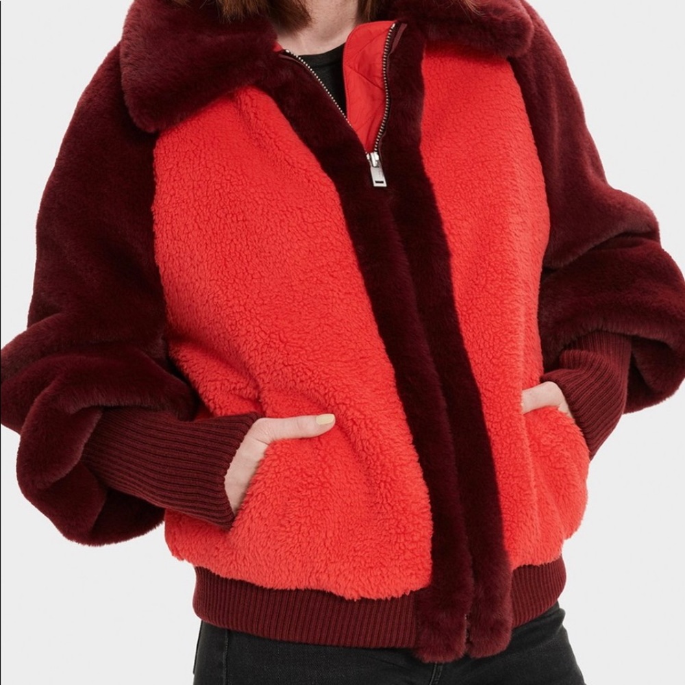 UGG Spanish red sherpa baseball jacket
